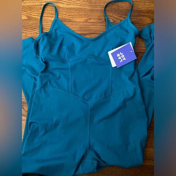Joy lab Unitard Teal Women's Jumpsuit size L Lagoon Green Blue-NWT - Picture 2 of 2